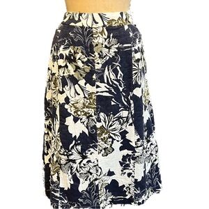 Nautical abstract floral textured midi‎ skirt cotton blend Christopher Banks